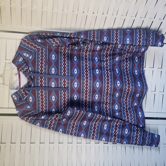 Ariat blue and burgundy pull over woman hoodie with front pockets size L - Picture 1 of 5